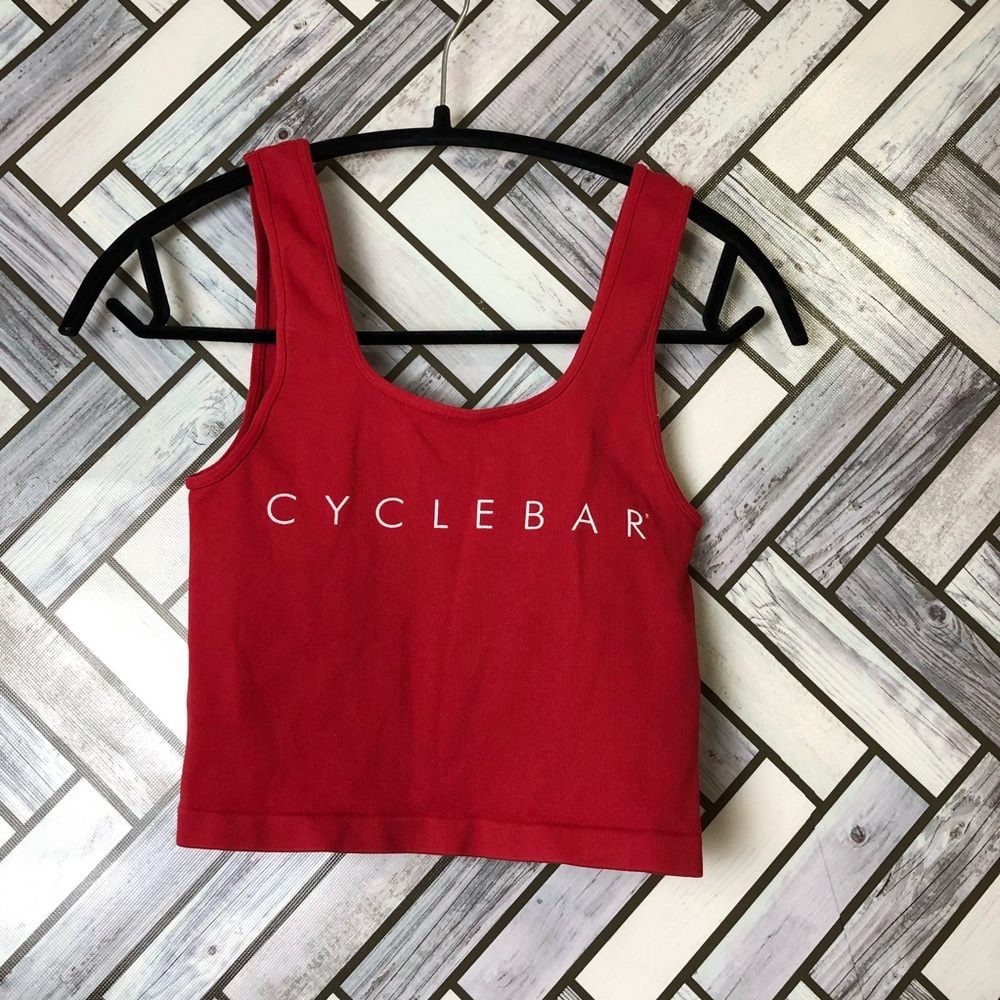 CycleBar Red Fitted Crop Tank Top